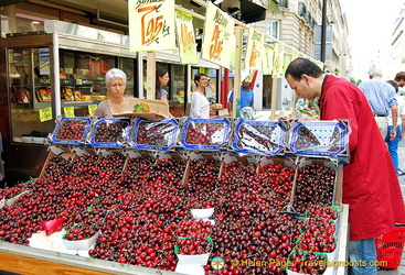 Great cherries at this rue Cler fruit shop